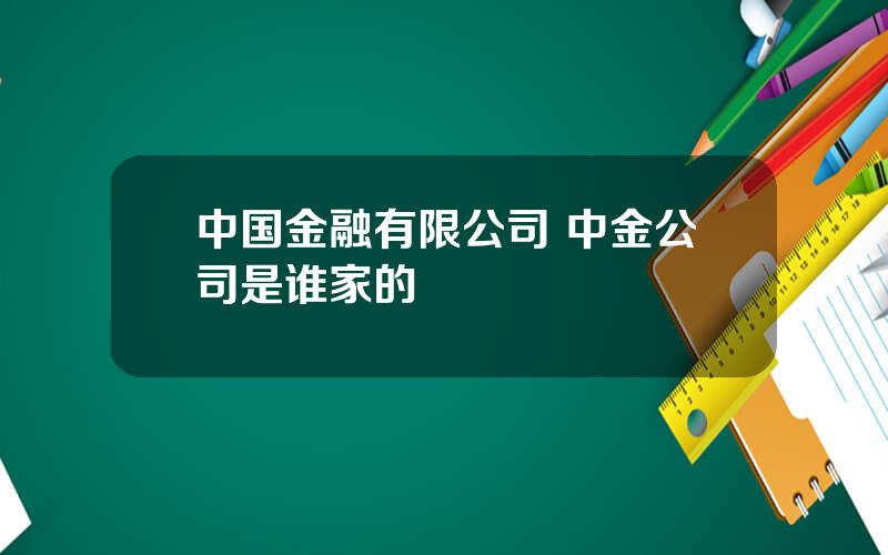 中国金融有限公司 中金公司是谁家的